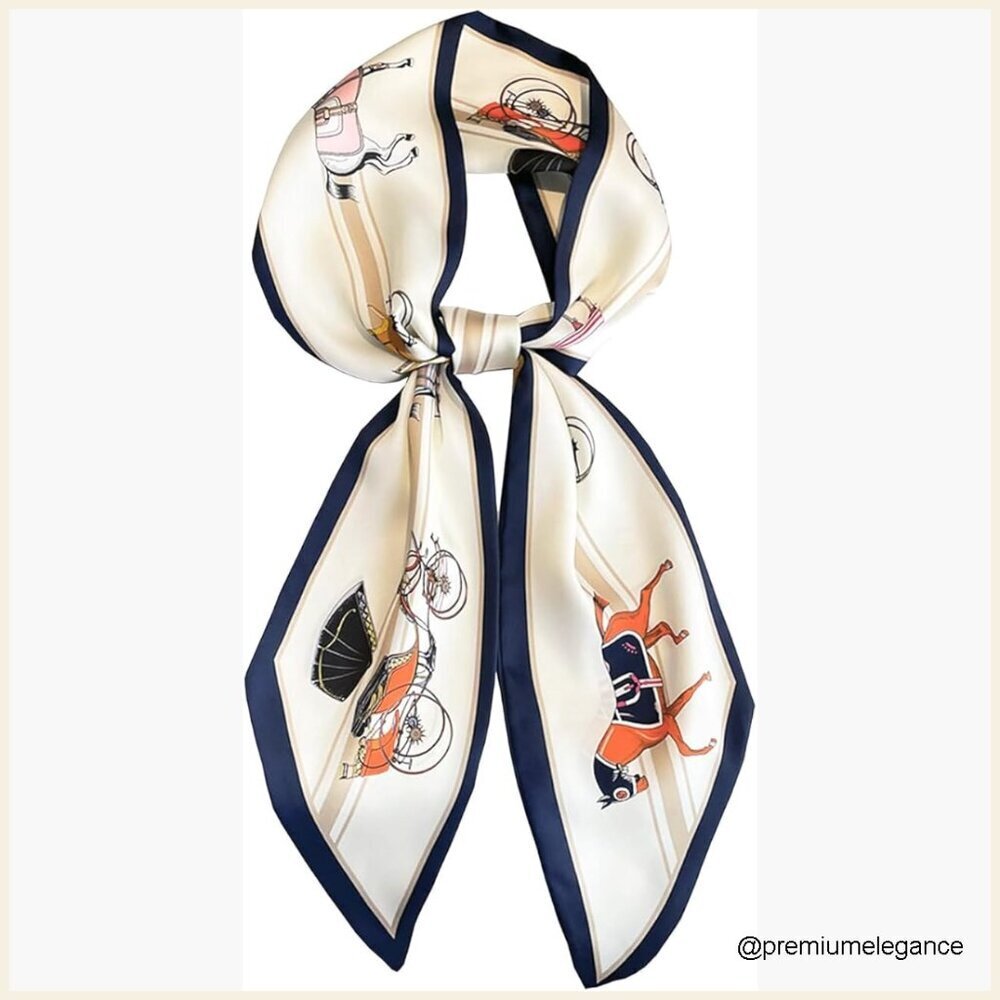 Long Satin Scarf 59 Inches Multi-Use Head Wrap Bag Accessory Fashion